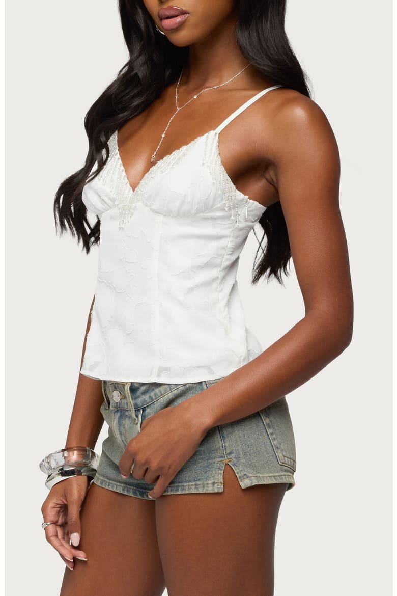 Taeyn Fringe Textured Chiffon Camisole, Alternate, color, WHITE