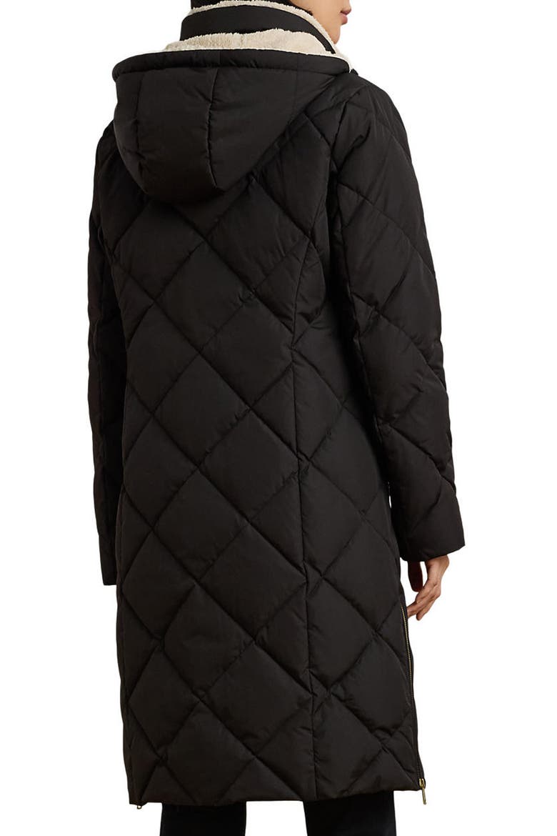 Diamond Quilted Hooded Coat, Alternate, color, BLACK