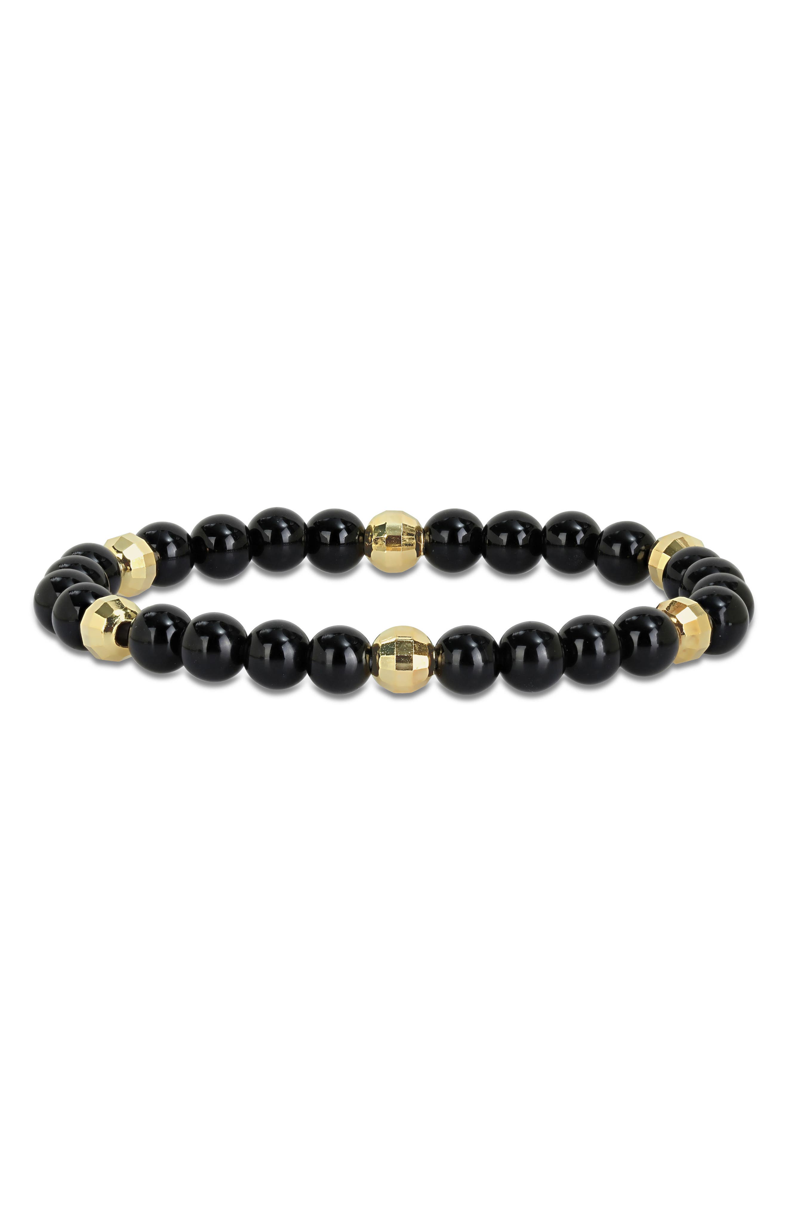 DELMAR Black Agate Beaded Bracelet