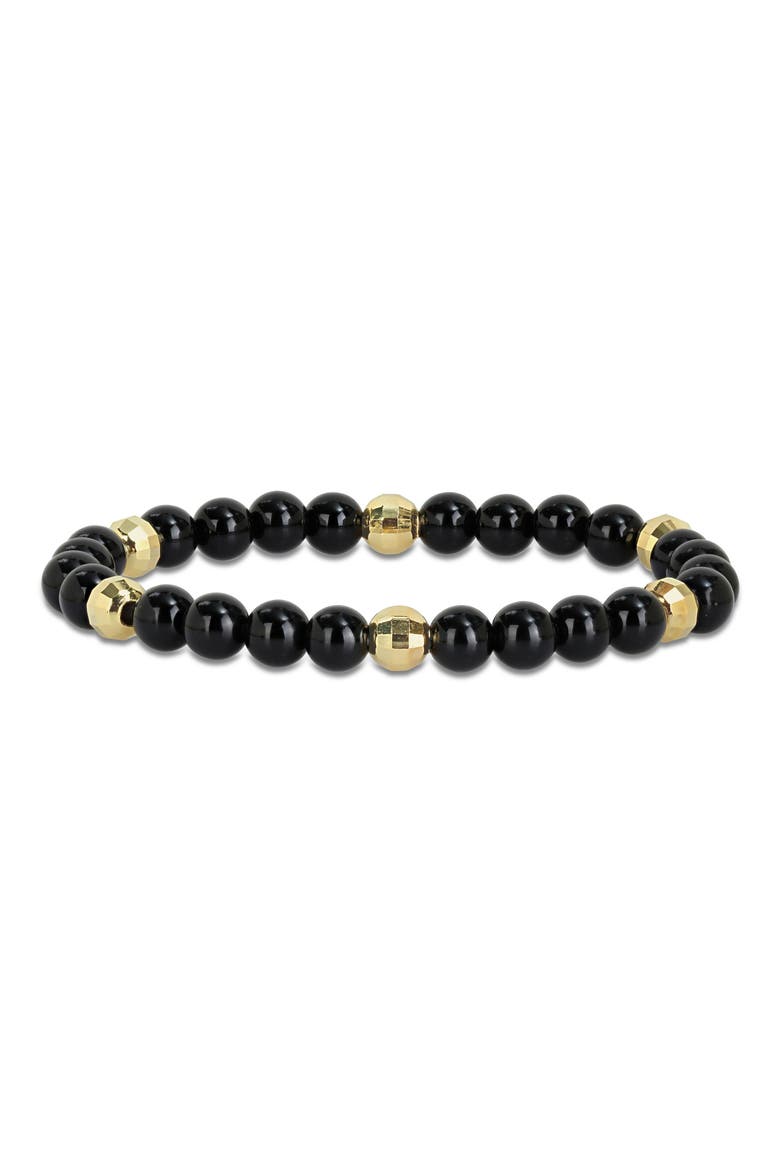 Black Agate Beaded Bracelet, Main, color, BLACK