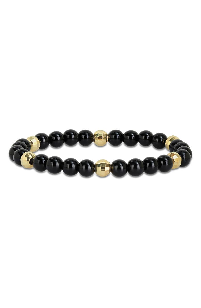 DELMAR Black Agate Beaded Bracelet, Main, color, Black