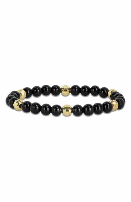 DELMAR Black Agate Beaded Bracelet