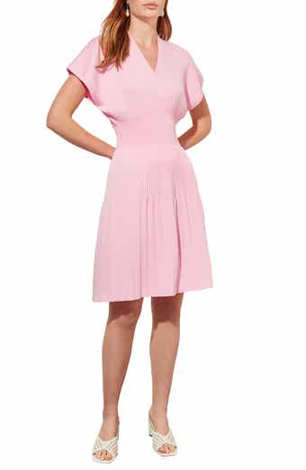 Ming Wang Pleated Fit & Flare Minidress