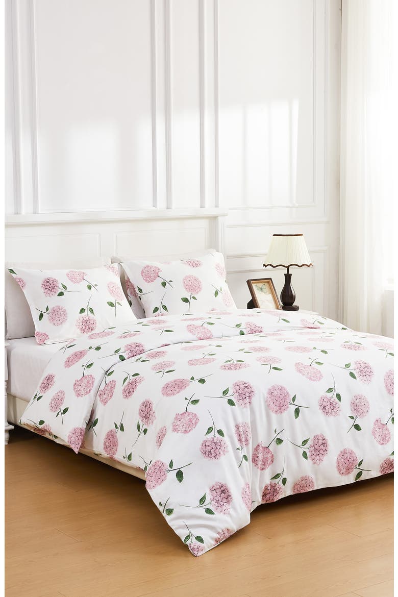 Floral Cotton Duvet & Sham Set, Alternate, color, PINK