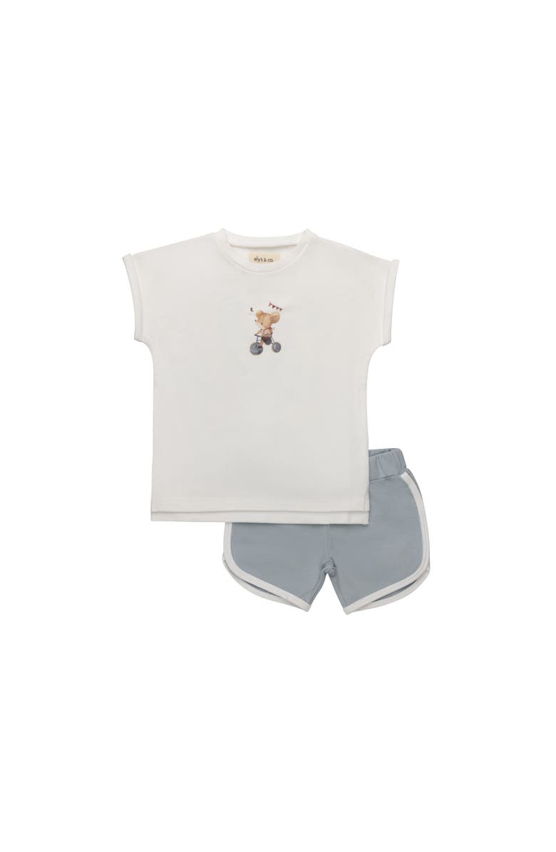Ely's & Co. Playful Mouse Collection -  Two-Piece Set for Boys, Main, color, Ivory/Blue