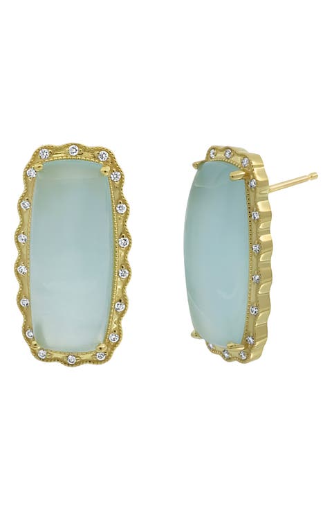 Milky Aquamarine & Diamond Stud Earrings (Nordstrom Exclusive)