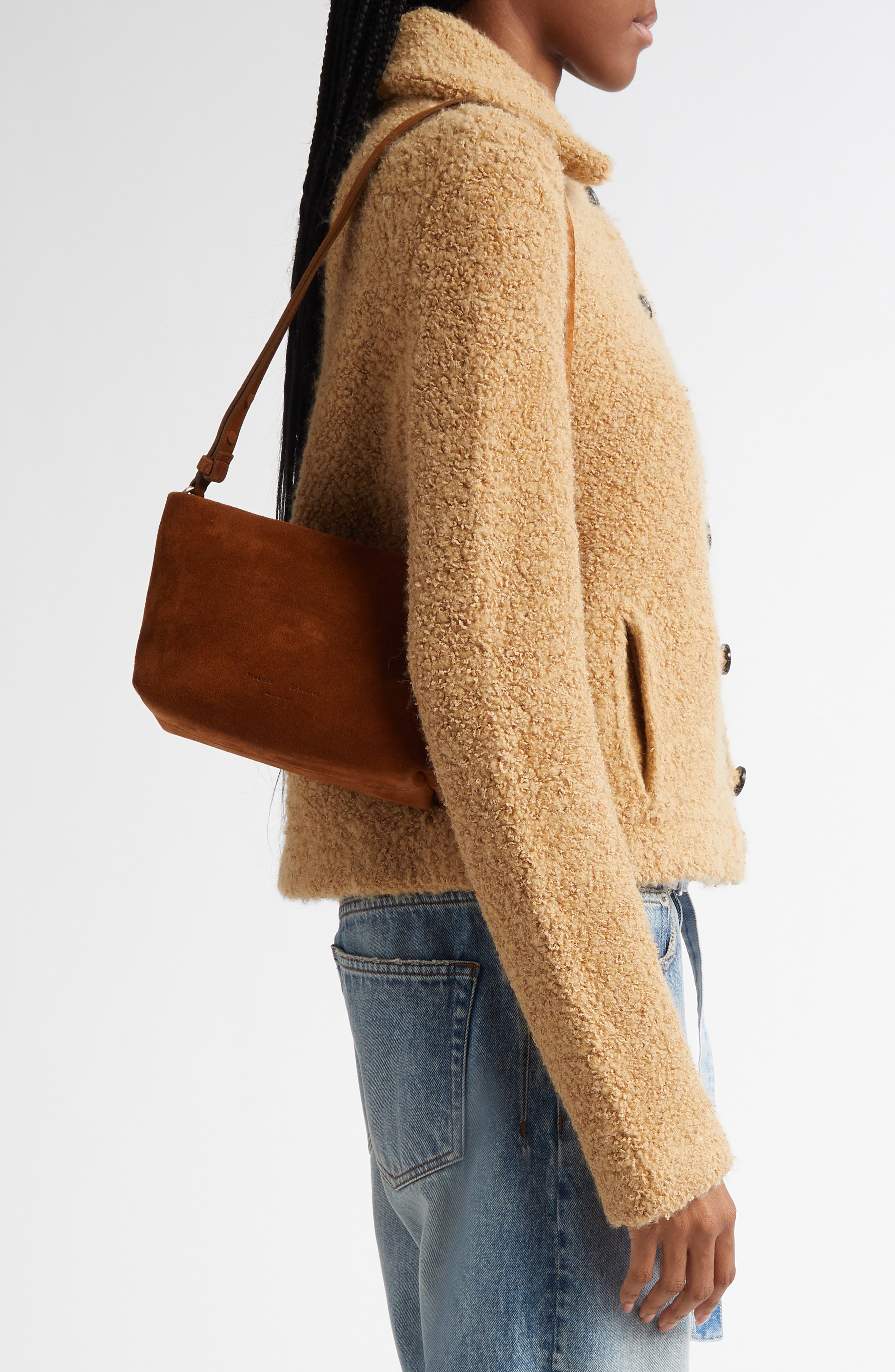 Proenza Schouler Bond Suede Shoulder Bag, Alternate, color, Saddle