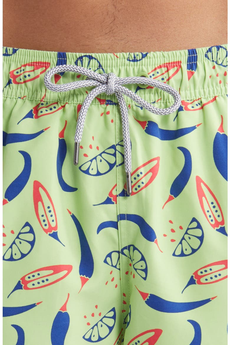 Chilli Print Performance Swim Trunks, Alternate, color, LIME/ BLUE