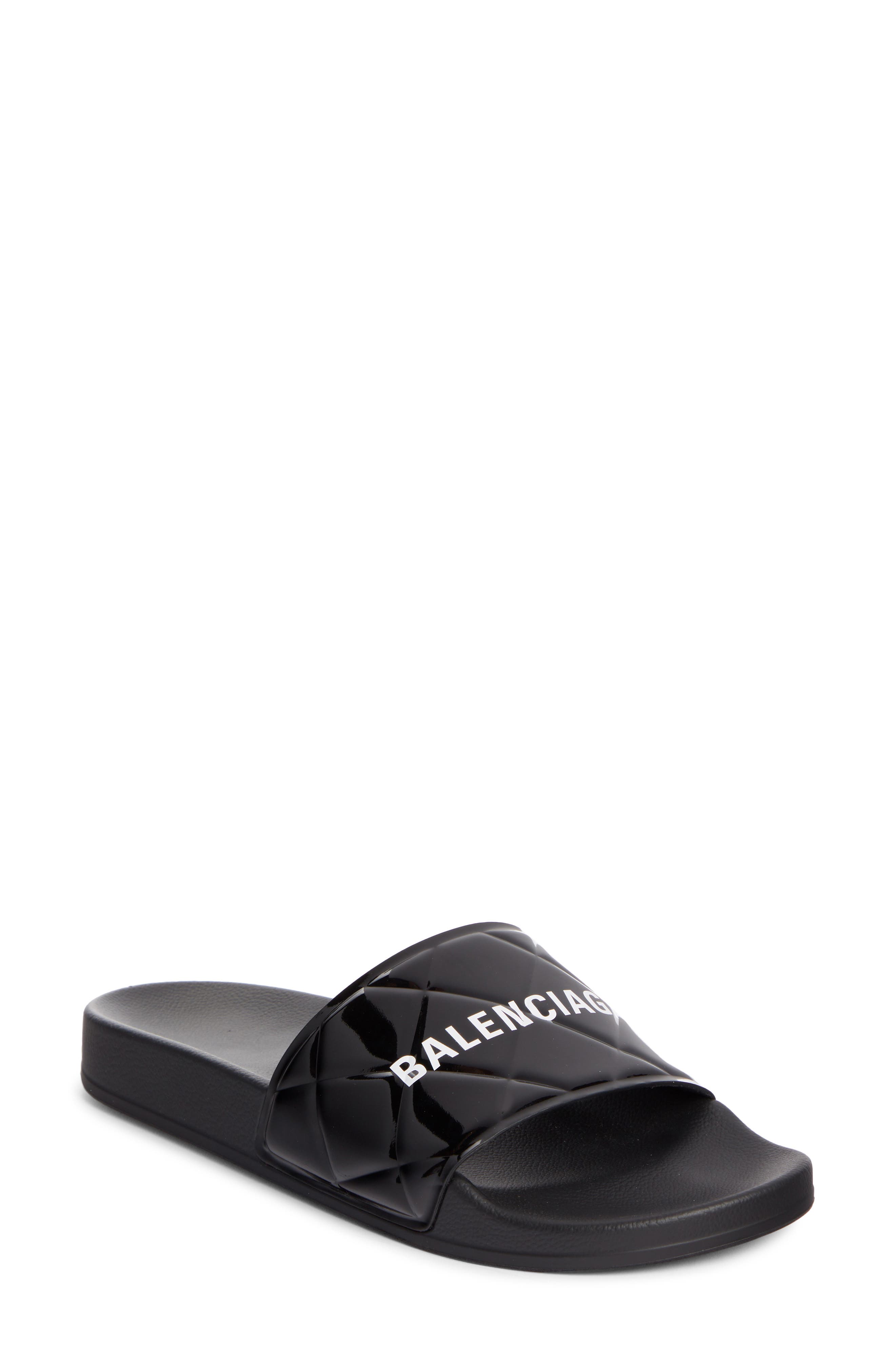 Balenciaga Patent Leather Slide Sandal, Main, color, 