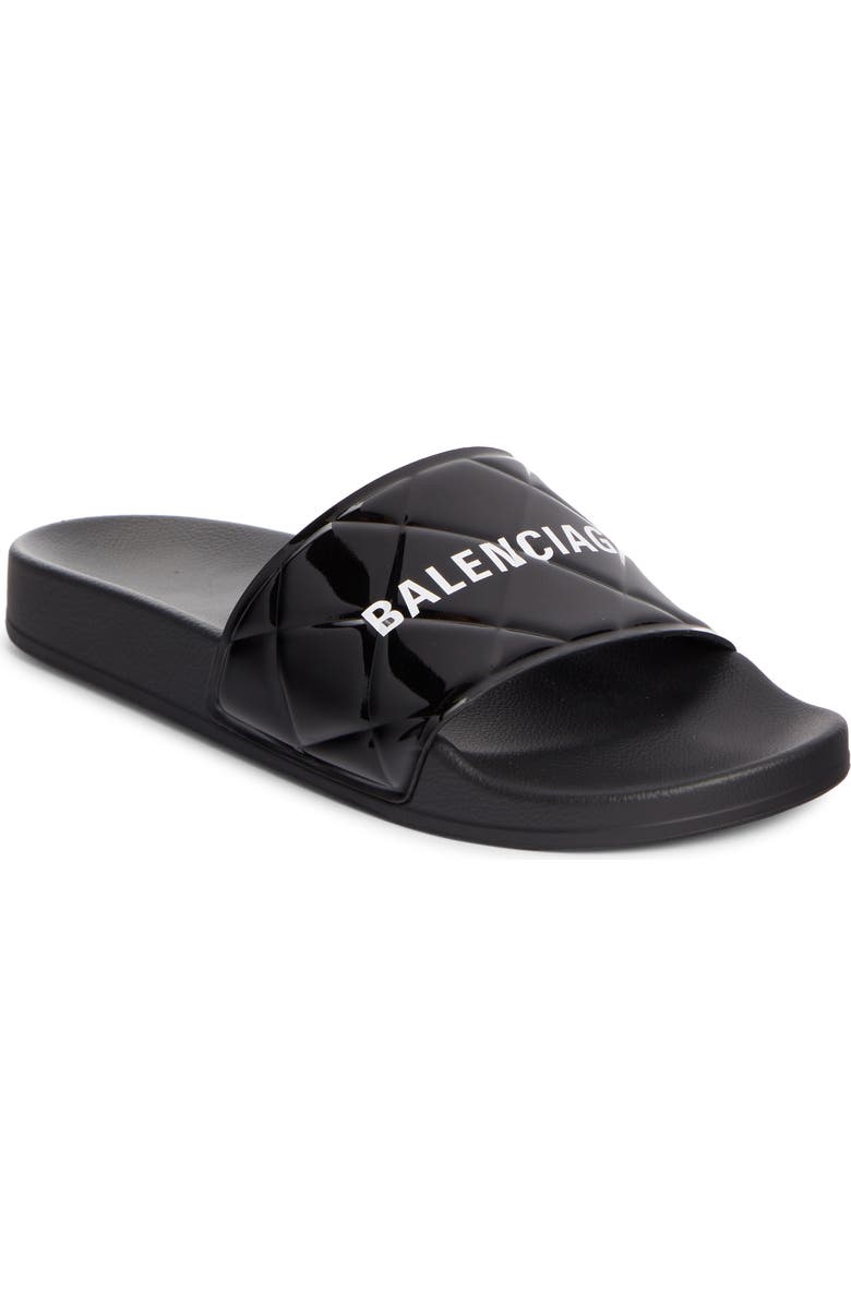 Balenciaga Patent Leather Slide Sandal, Main, color,