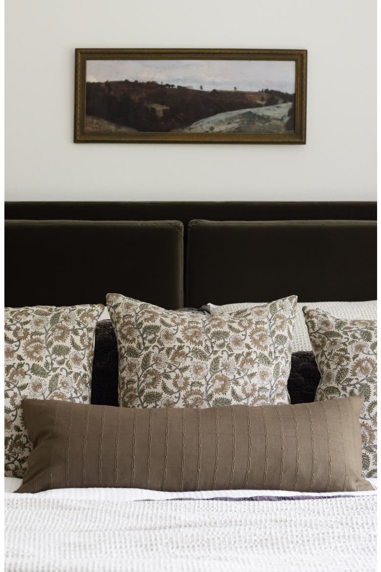Ethel | Natural Tan Sage Floral Handblock Pillow Cover, Alternate, color, Natural Tan