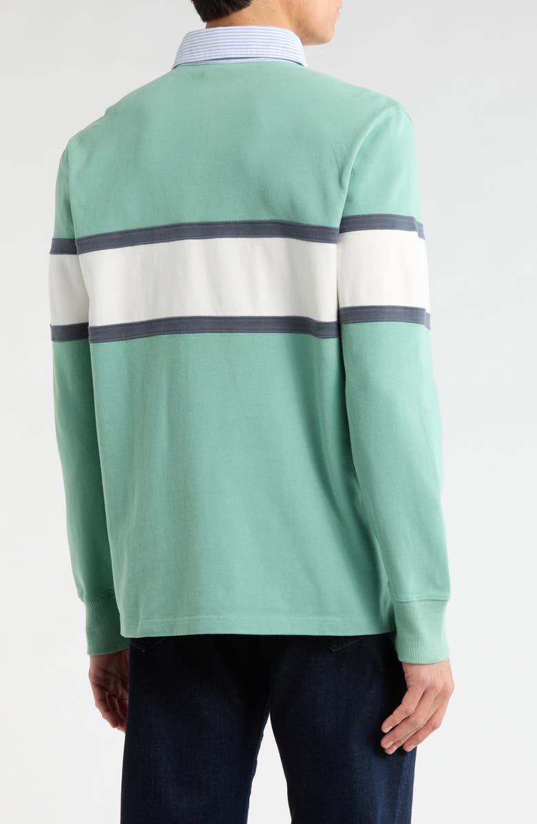 Brooks Brothers Branded Rugby Long Sleeve Polo, Alternate, color, Malachite Green