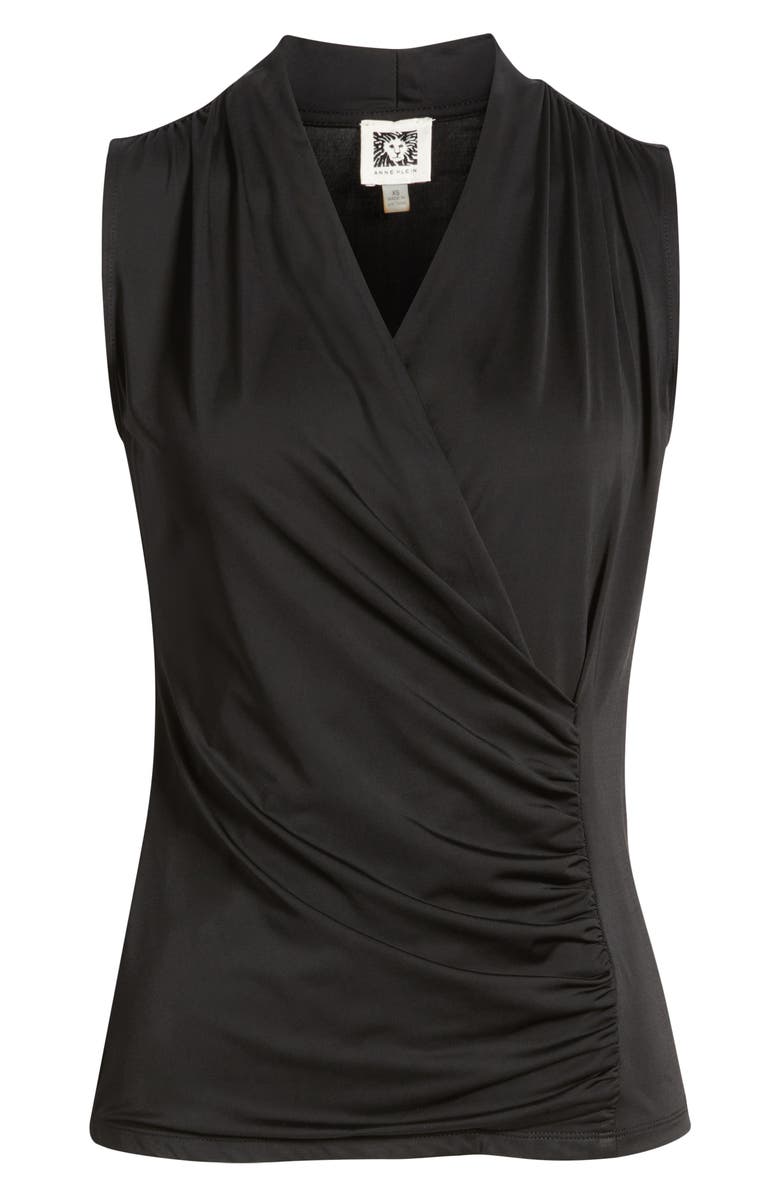 Anne Klein Ruched Surplice V-Neck Knit Top, Alternate, color,