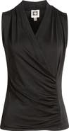 Anne Klein Ruched Surplice V-Neck Knit Top