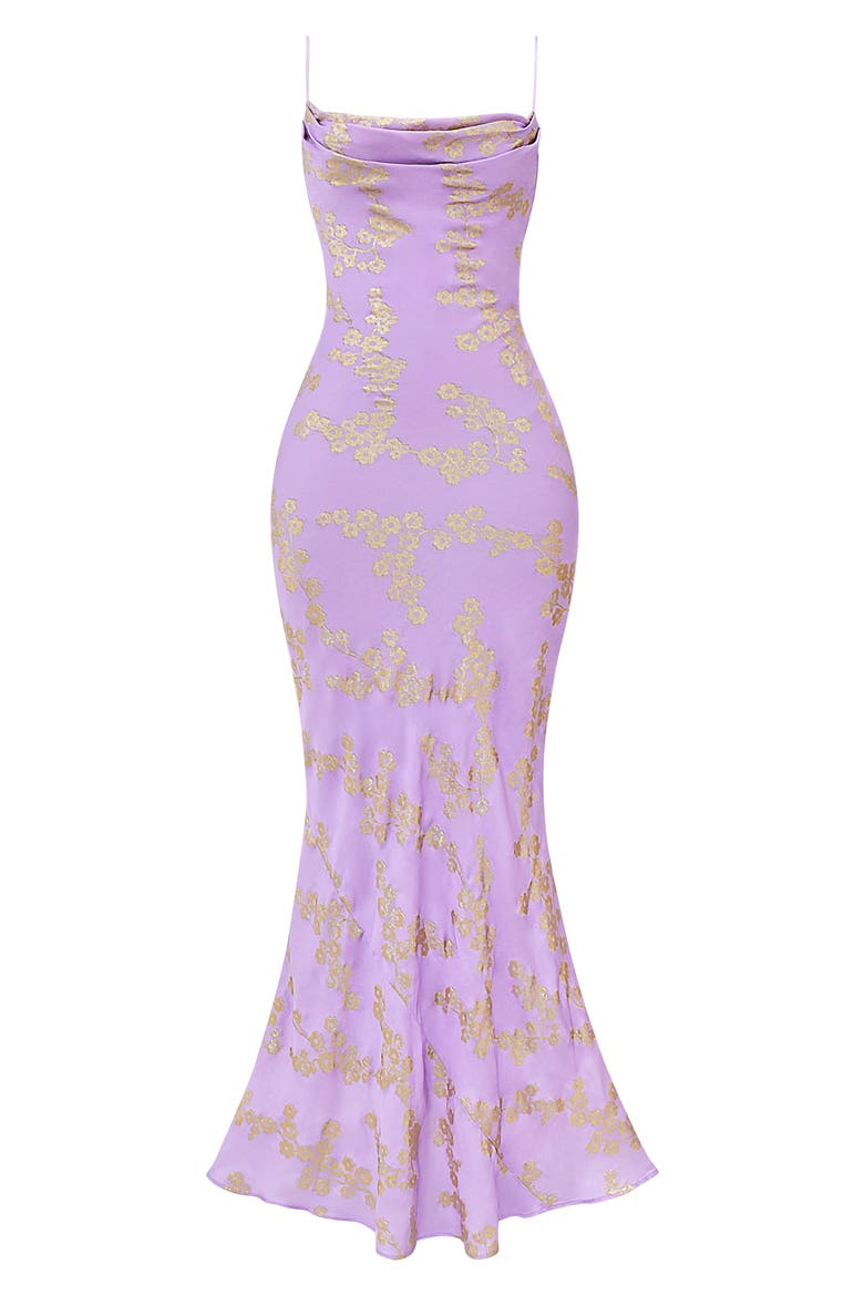 Capriana Metallic Sleeveless Lace Back Mermaid Gown, Alternate, color, ORCHID BLOOM