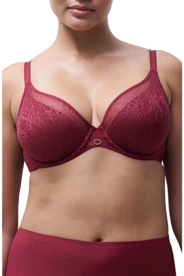 Belle Underwire Plunge Bra, Main, color, RASPBERRY