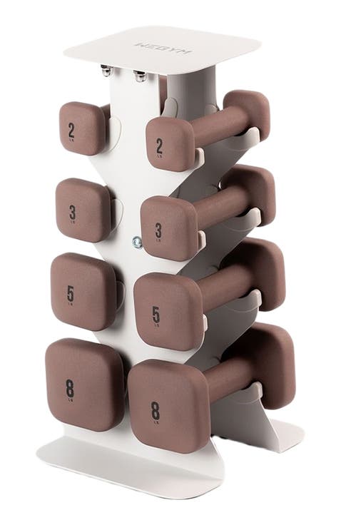 SafeGrip Dumbbells Lower Set with Light Rack - 2, 3, 5, 8lbs