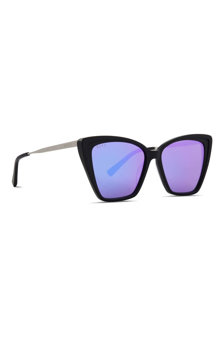 Becky II 56mm Polarized Cat Eye Sunglasses, Alternate, color, PURPLE MIRROR