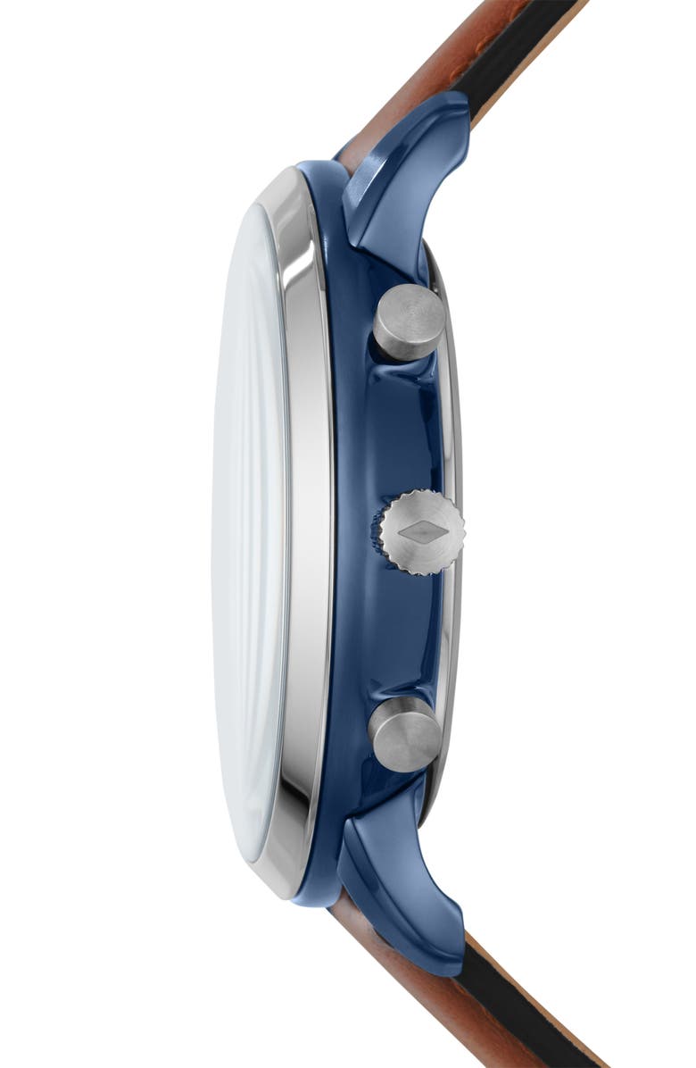 Fossil Neutra Chronograph Leather Strap Watch, 44mm, Alternate, color, 