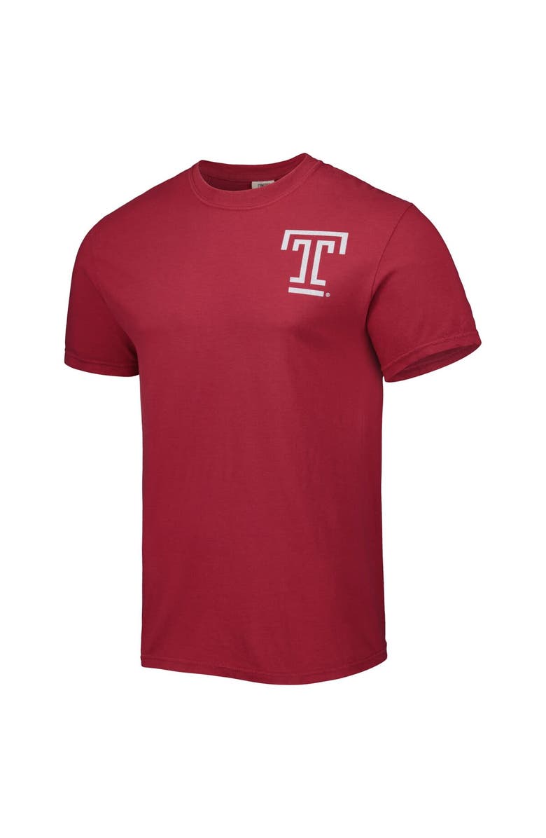IMAGE ONE Men's Red Temple Owls Landscape Shield T-Shirt, Alternate, color, Red