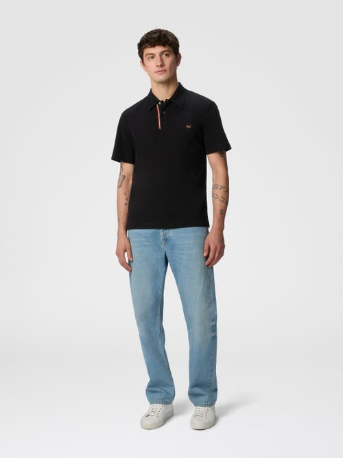 Missoni Solid Color Cotton Piqué Polo Shirt With Zigzag Embroidery And Contrasting Detail In Black