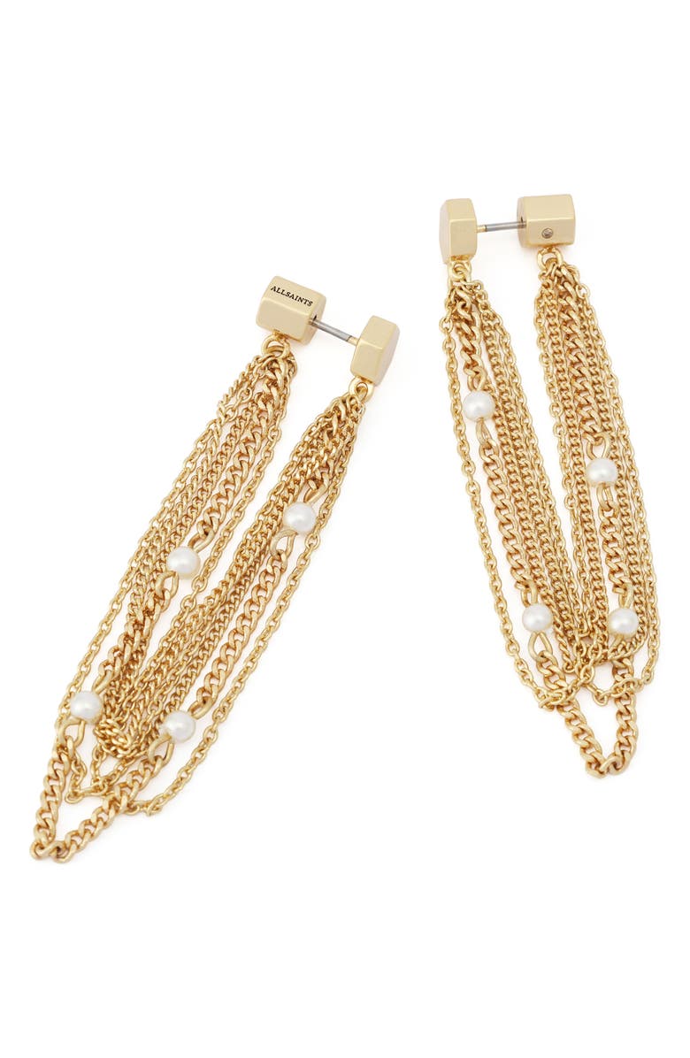 AllSaints Faux Pearl Chain Earrings, Alternate, color, 
