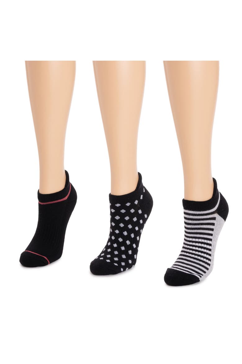 Cotton Compression Ankle Socks 3 Pair Pack, Alternate, color, Ebony