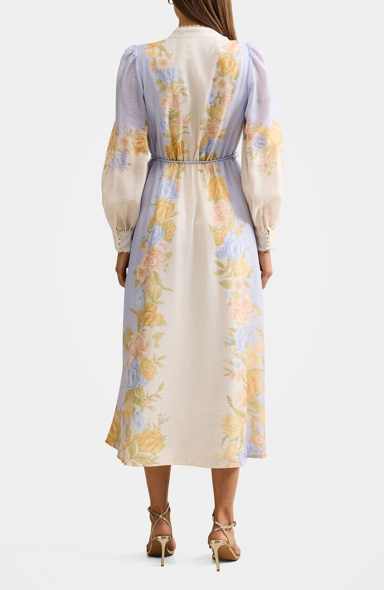 Ever New Courtney Placed Floral Long Sleeve Dress, Alternate, color, Blue Mercia Floral