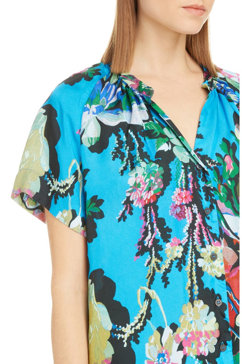 Chen Floral Top, Alternate, color, BLUE