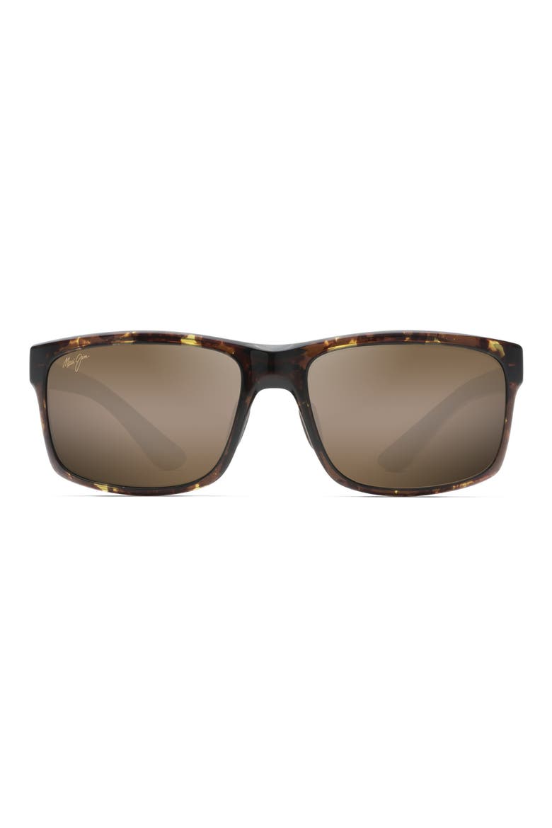 Pokowai Arch 58mm Polarized Rectangular Sunglasses, Main, color, TORTOISE
