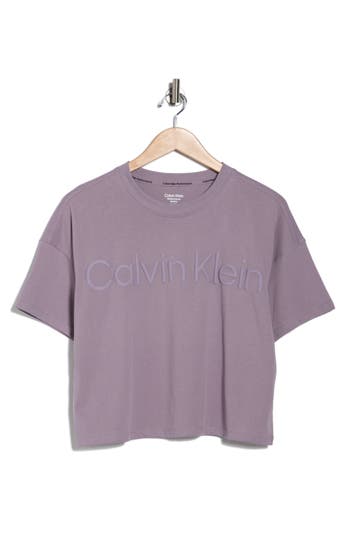 Calvin Klein Performance Puff Print Logo T-shirt In Purple
