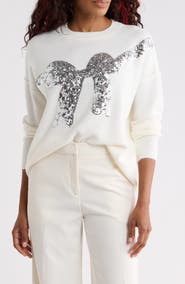 CeCe Sequin Bow Sweater