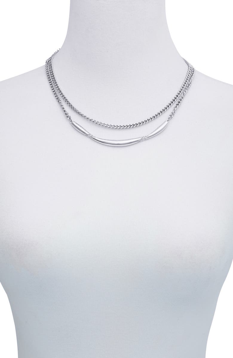 Vince Camuto Layered Chain Necklace, Alternate, color, Silver Tone