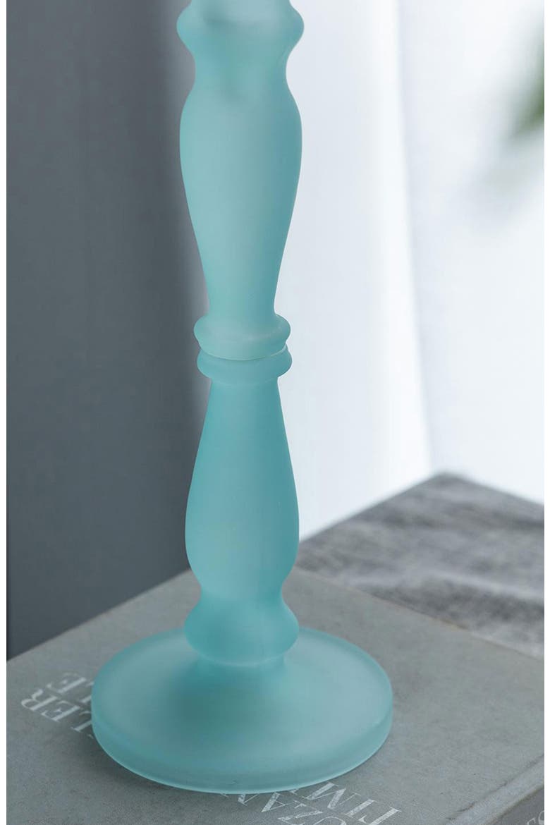 Set of Two Glass Pedestals, Alternate, color, FROST AQUA
