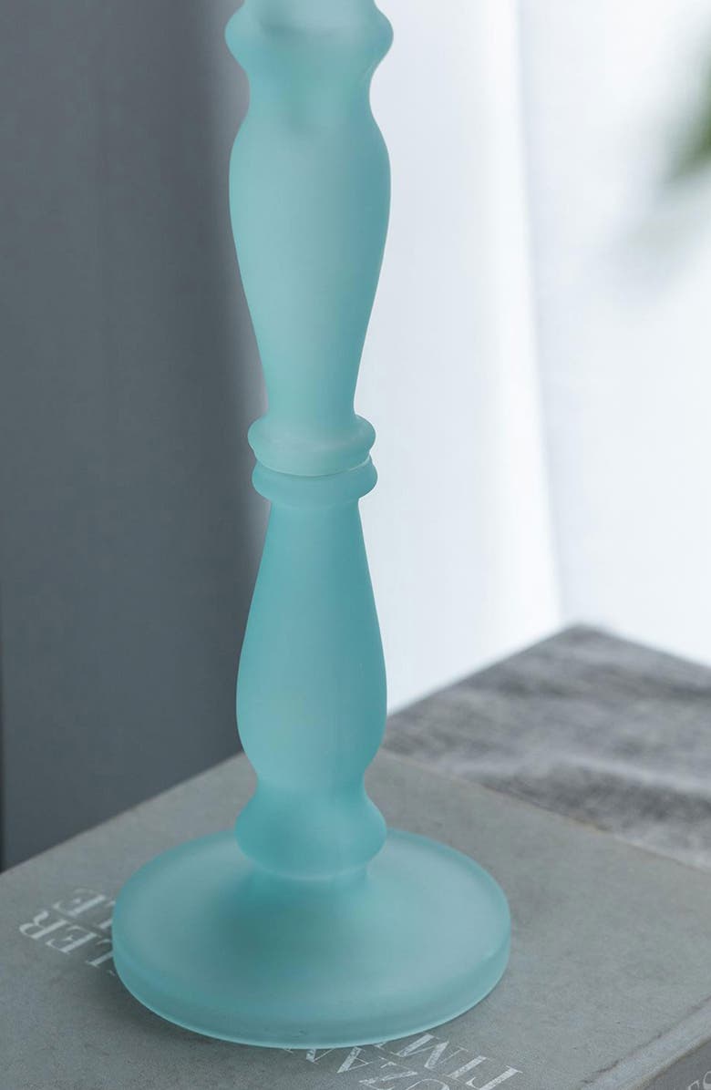 A & B Home Set of Two Glass Pedestals, Alternate, color, Frost Aqua