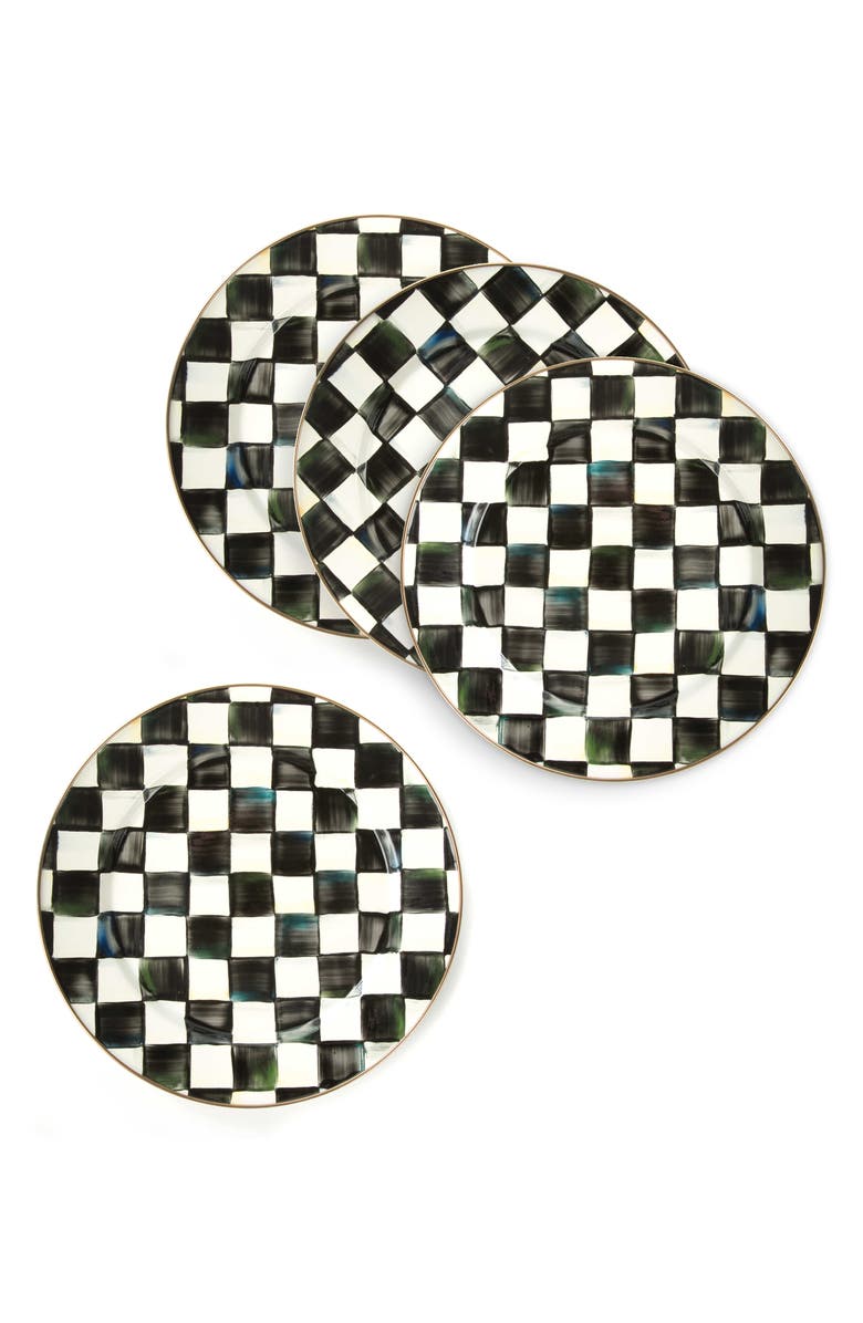 MACKENZIE CHILDS Courtly Check Set of 4 Chargers, Alternate, color, Black/ White