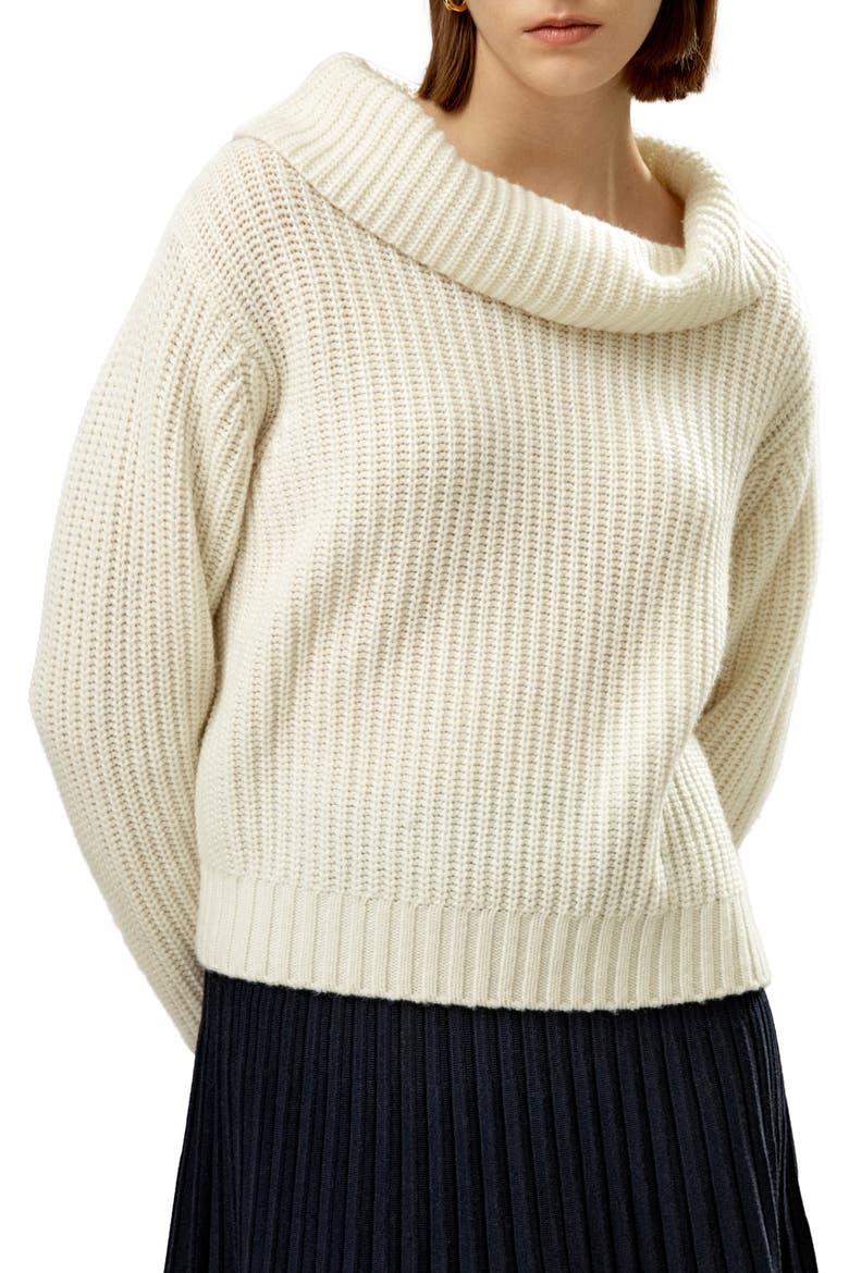 Wide Cowl Neck Sweater for Women, Main, color, White