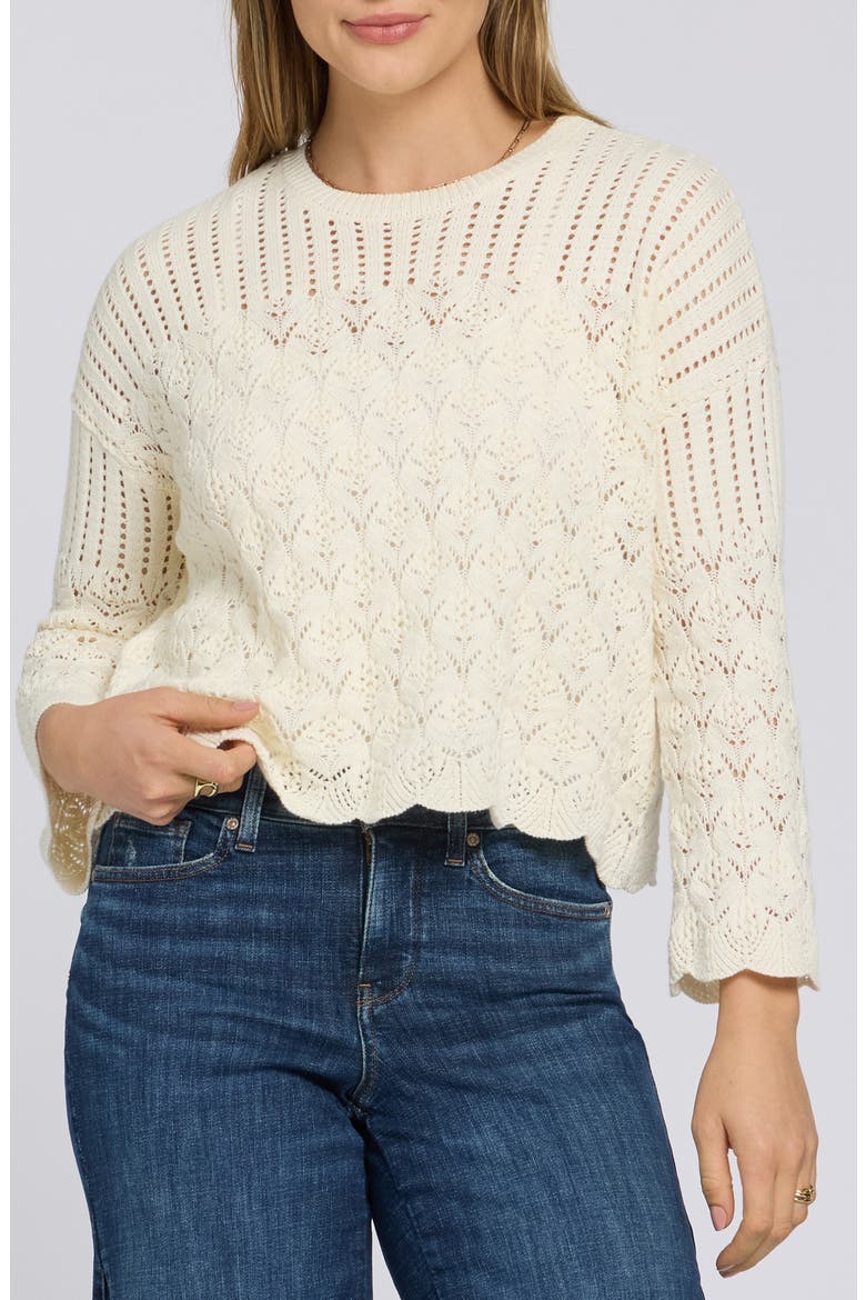 Pointelle Cotton Blend Sweater, Main, color, IVORY