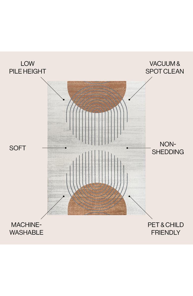 JONATHAN Y Kallax Geometric Modern Low-Pile Machine-Washable Area Rug, Alternate, color, Cream/Terra