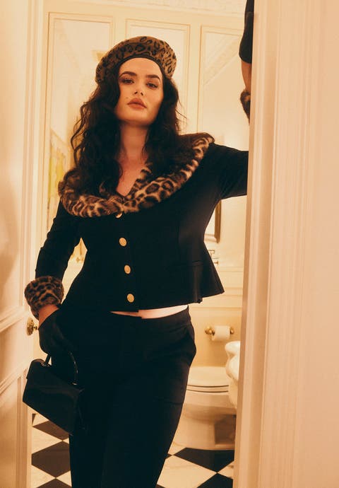 Leopard Faux Fur Trim Jacket (plus)