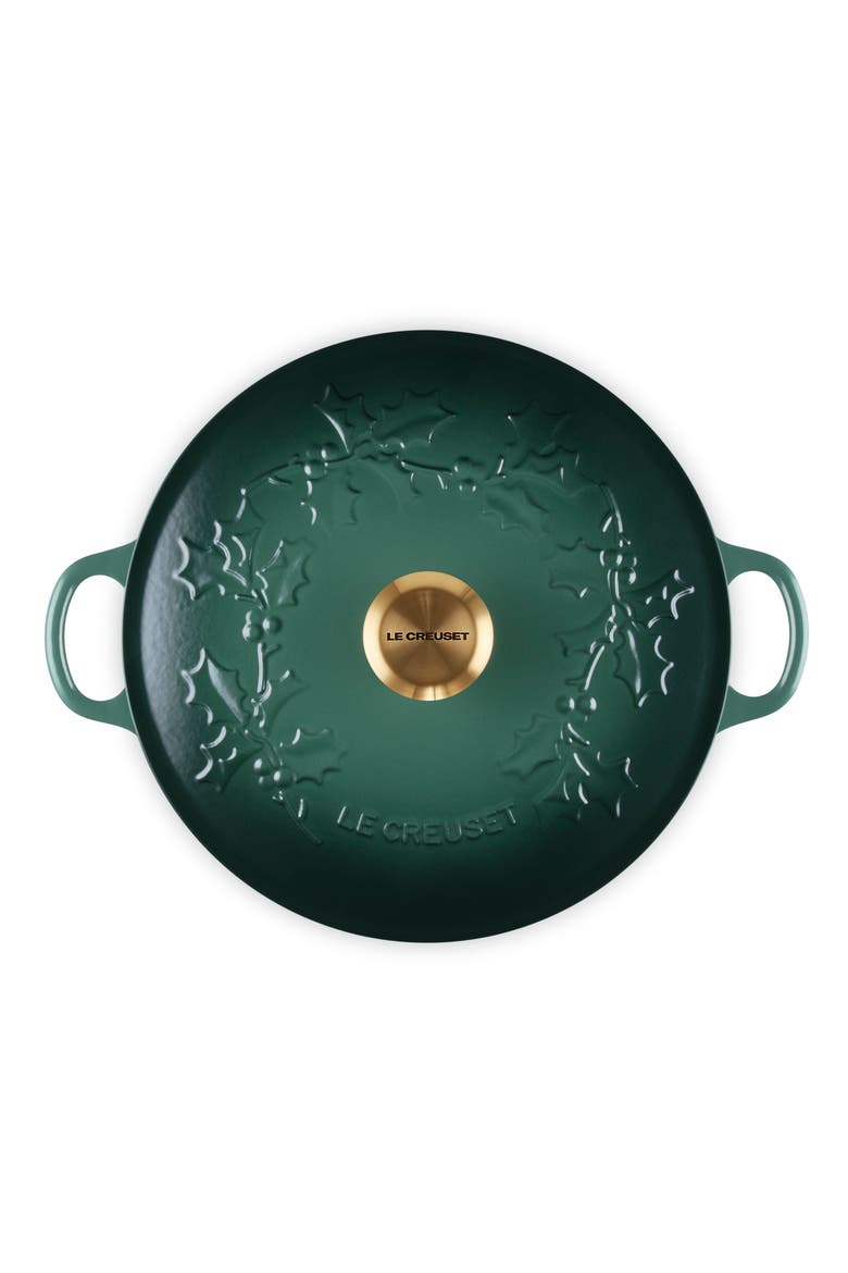 Holly Collection Traditional 4.5-Quart Enamel Cast Iron Dutch Oven with Lid, Alternate, color, ARTICHAUT