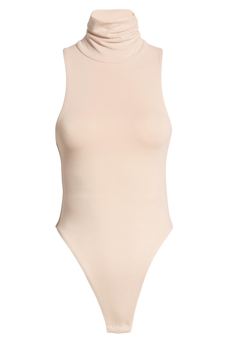 Sleeveless Turtleneck Thong Bodysuit, Alternate, color, IVORY