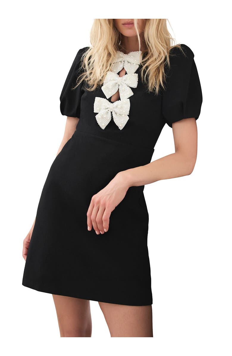 MINT VELVET Bow Detail Mini Dress, Alternate, color, Black