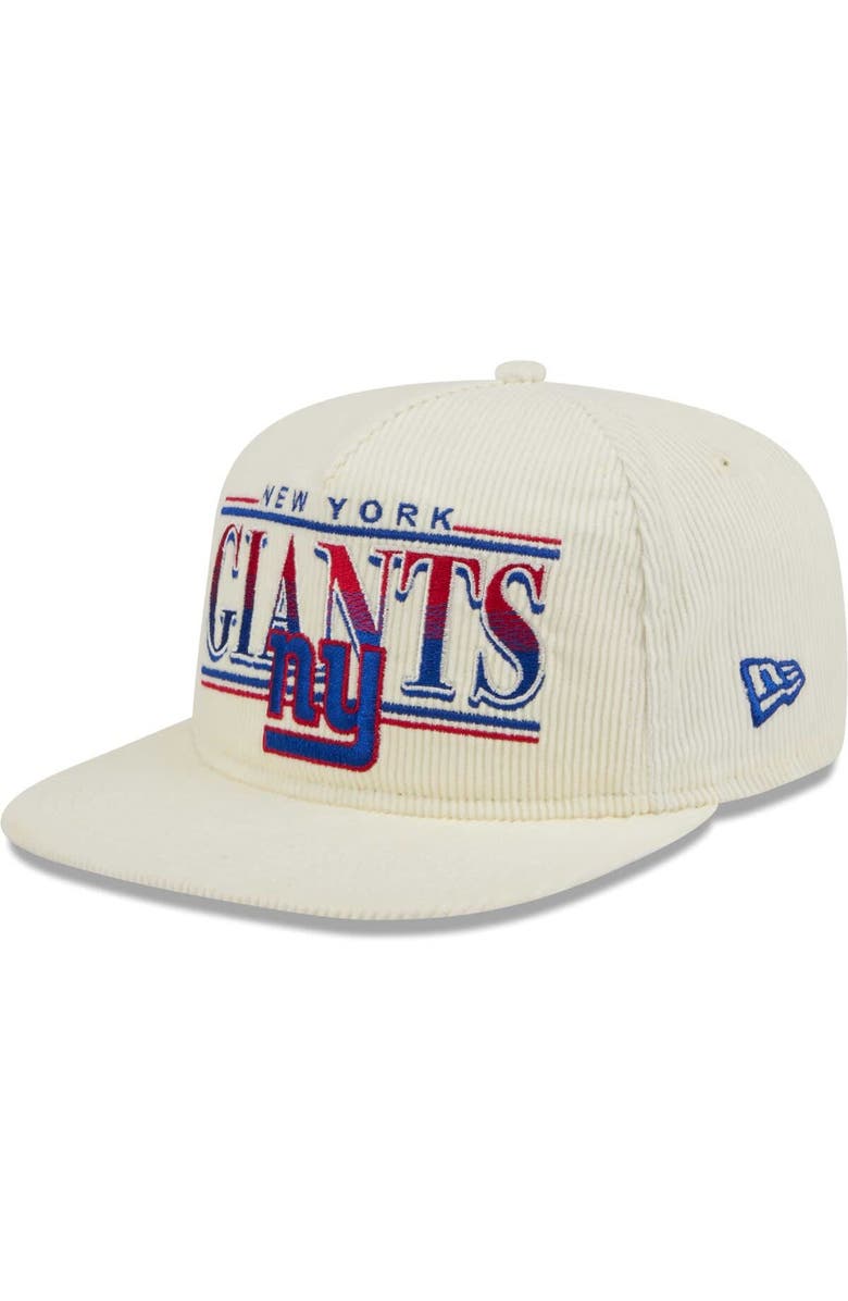 New Era Men's New Era Cream New York Giants Throwback Corduroy Golfer Snapback Hat, Alternate, color, 