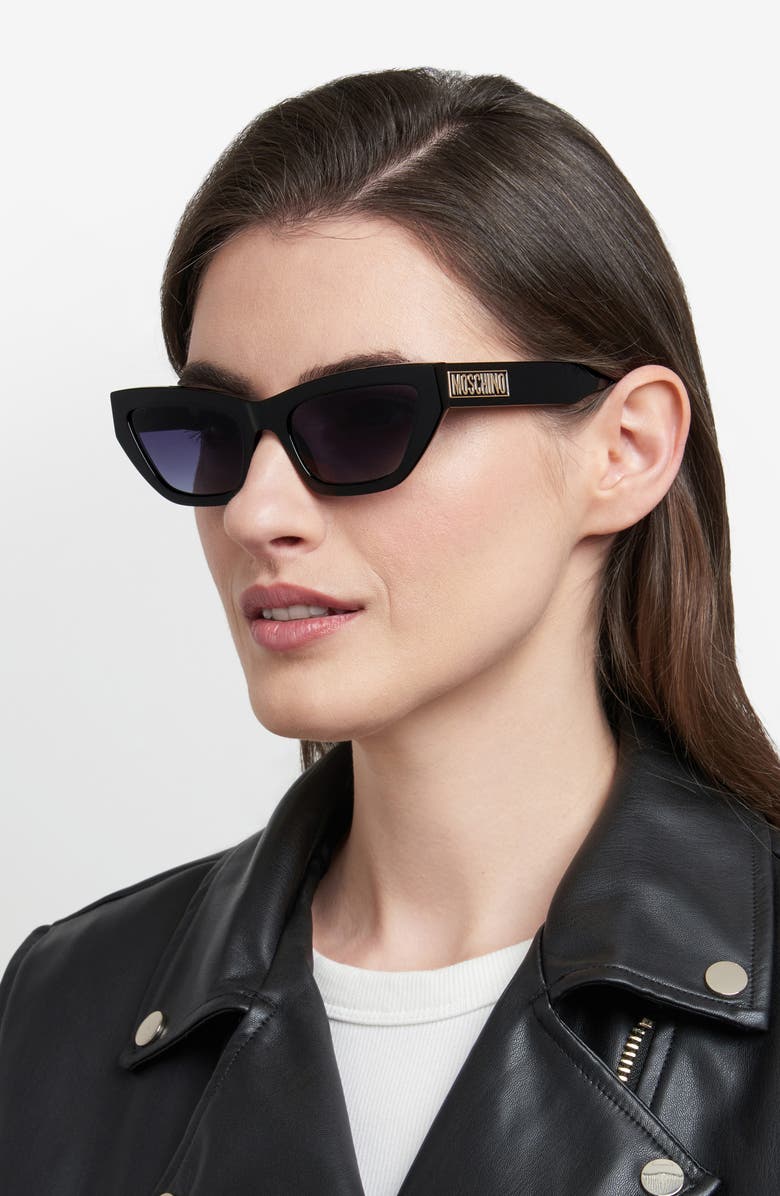 Moschino 55mm Gradient Cat Eye Sunglasses, Alternate, color, Black/ Dark Grey Sf