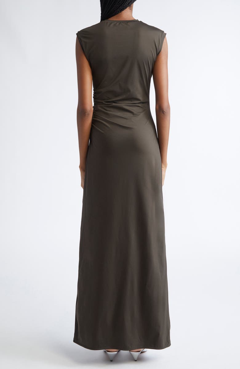 Stella McCartney Ruched Sleeveless Fluid Jersey Dress, Alternate, color, Dark Khaki