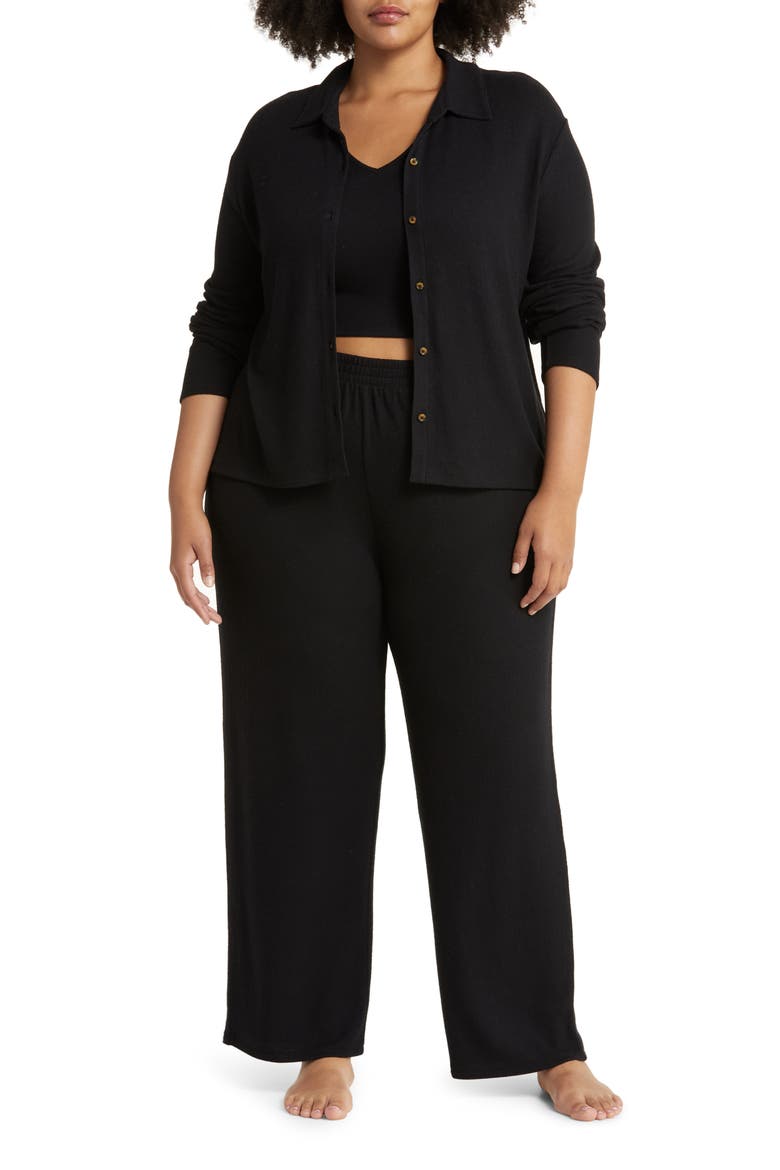 3-Piece Cozy Cardi Pajamas, Main, color, BLACK