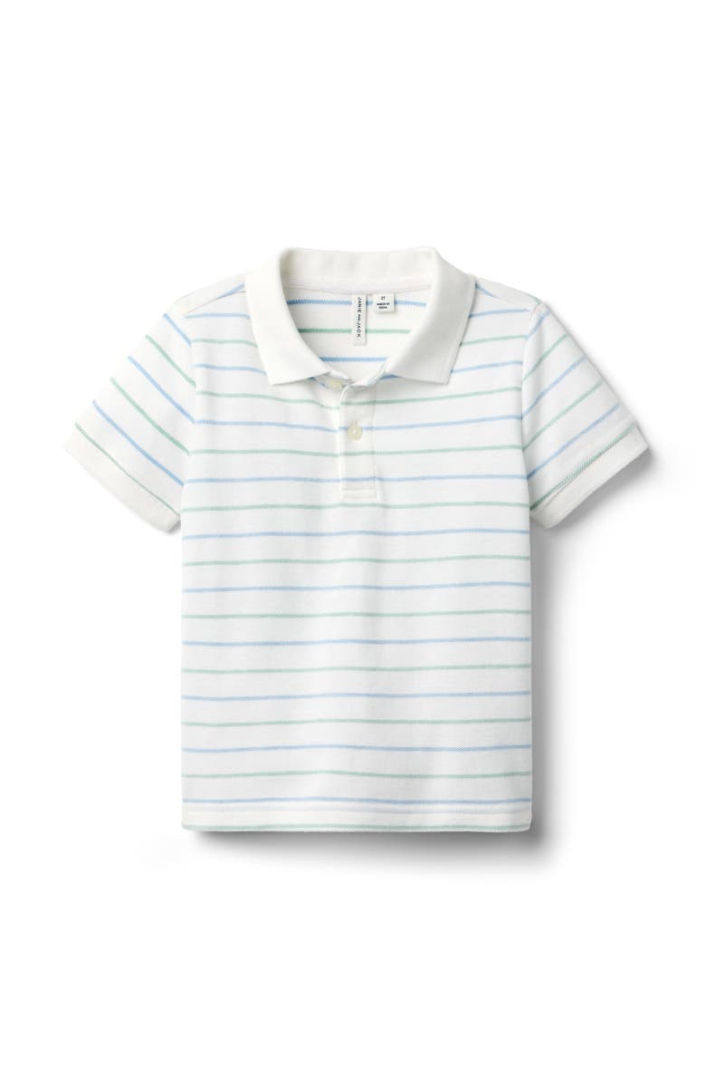 Janie and Jack The Striped Pique Polo, Main, color, White