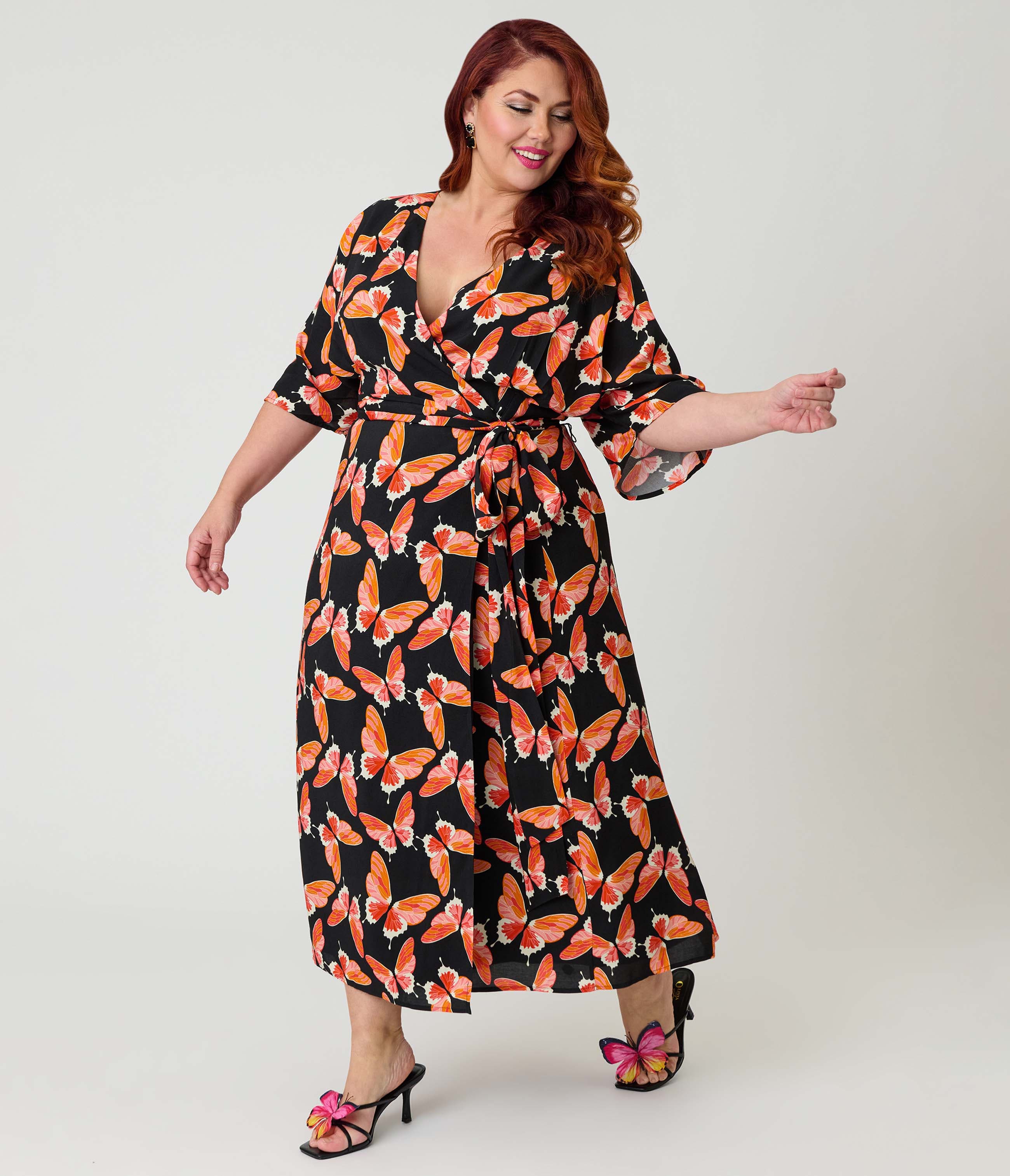 selected Black w/ Red Butterfly Print
