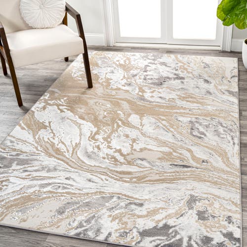Jonathan Y Swirl Marbled Abstract Area Rug In Beige/ivory